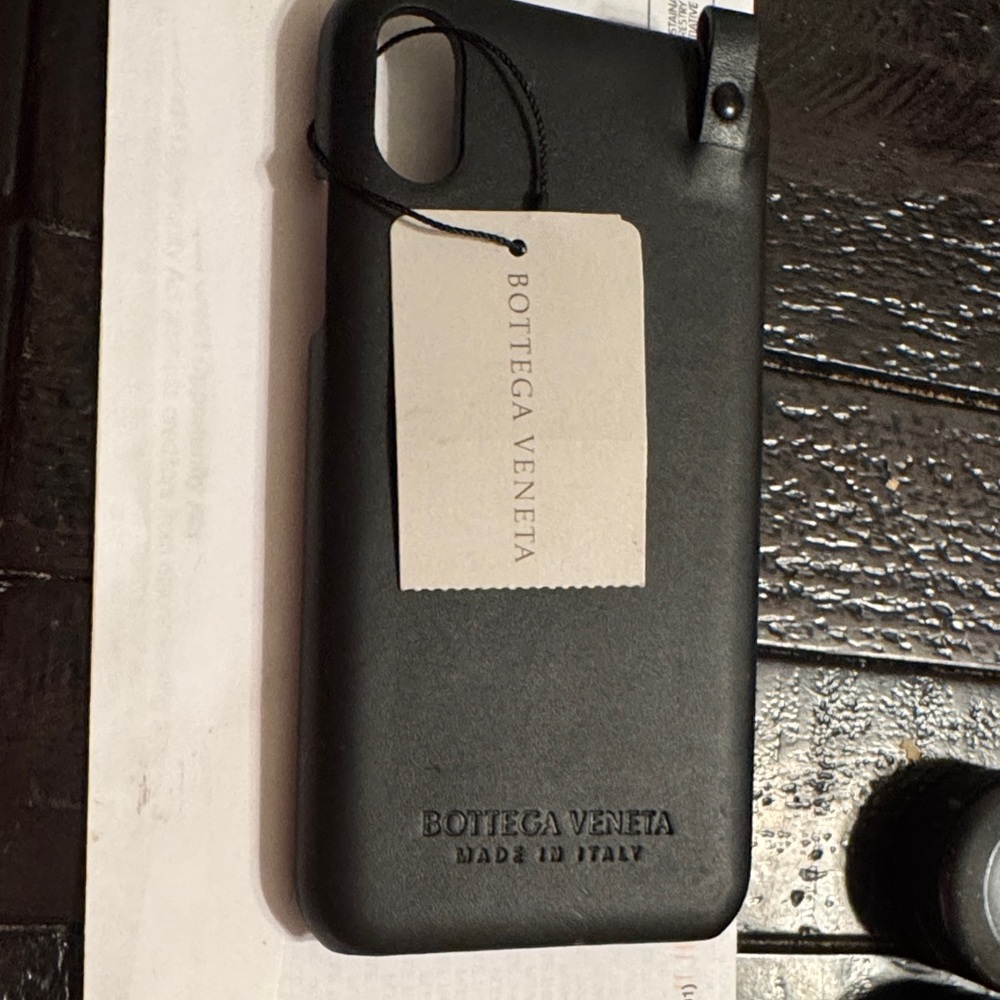 Bottega Veneta Black Leather Phone Cover